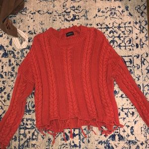 Kindle orange fringe sweater